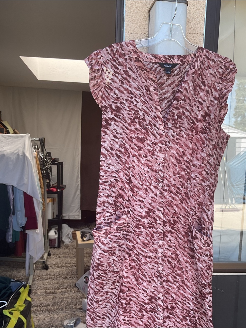 SIMPLY VERA Pink Patterned Cap Sleeve Women's Dress